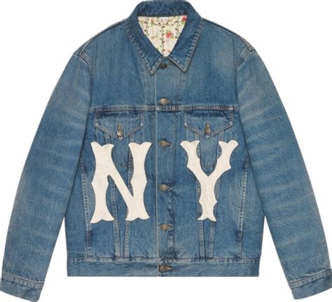 combinaison en jean ny yankees gucci|gucci x baseball jacket.